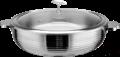 European Slant Body 3-Ply Steel Diamond Warming Vegetable Pot (Glass Lid)+ Stainless Steel Liner, 201/430 Ss+ Aluminum+ 304 Ss, Φ320×h90mm
