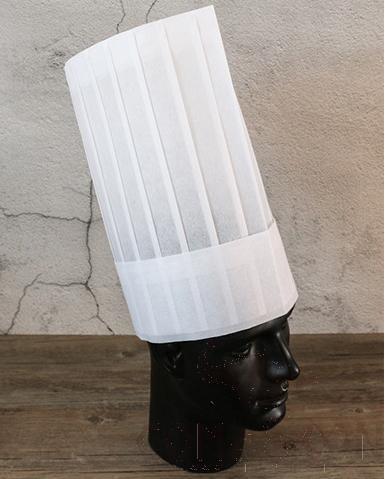 60G Vegetable Fiber Disposable High Flat Top Chef Hat, 28*30cm
