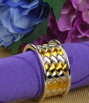 Napkin Ring, Egg-Shaped Webbing with All-Gold, Zinc Alloy