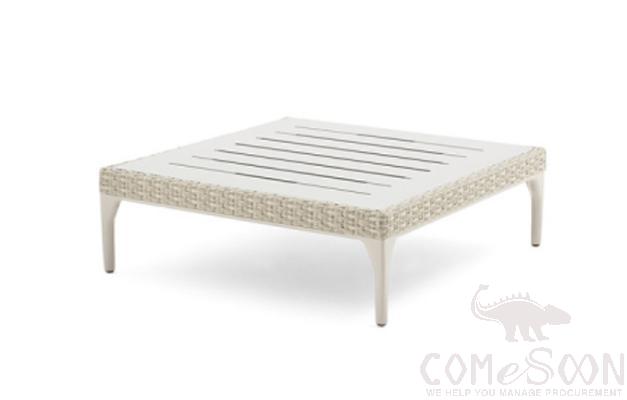 Outdoor Plastic Wood Coffee Table-60*75cm, Metal Frame+ PE Rattan+ Plastic Wood, 60*75*32cm product image