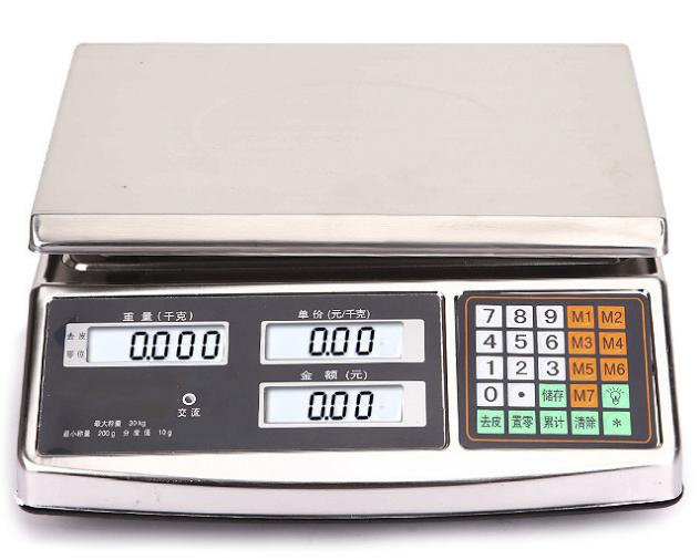 Table Scales 3kg/1g, 6kg/2g, 15kg/5g, 30kg/10g 
Length 33 * Width 23 * Height 10 cm