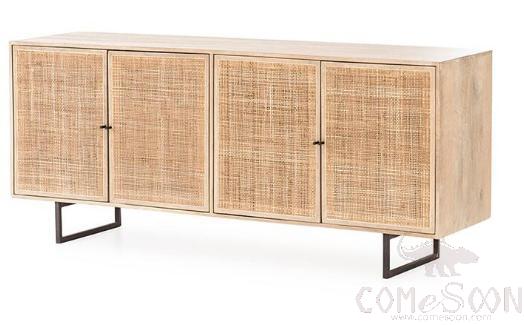 Real Rattan Solid Wood Sideboard-160*43*73cm