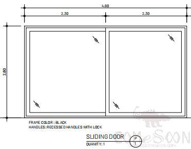 Aluminum Sliding Door, Black, 4600*2600mm