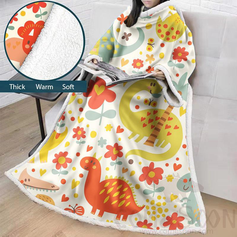 Cartoon Blanket with Sleeves, Crystal Velvet, 127*178 cm