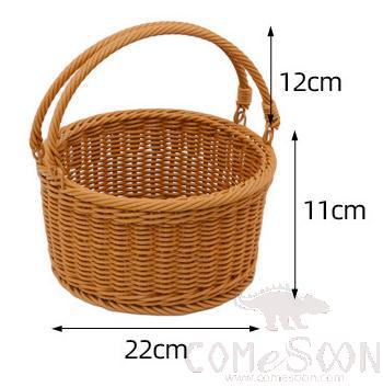 Orbicular Handmade Woven Rattan Carrying Basket, D 22 * H 11 / 12cm, Custom Color:green(Pictures Are for Style Reference Only)