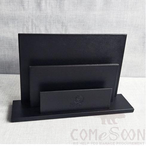 Brochure Rack, Black Pu Leather, 340*100*220mm