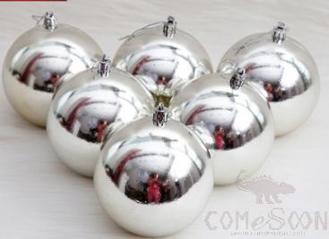 6cm Silver Shiny Ball 6 Pcs Set