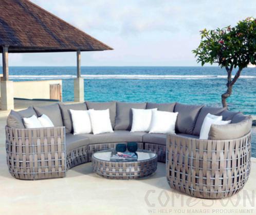 Outdoor Table and Sofa-Set, High Density Sponge+ Tempered Glass product image