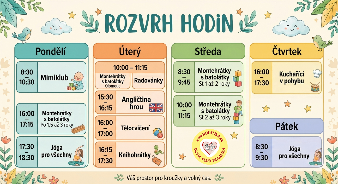 Rozvrh hodin Kroužky 2026/2027