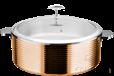Chinese Straight 3-Ply Steel Diamond Rose Gold Warm Vegetable Pot (Glass Lid)+ Stainless Steel Inner Liner, 201/430 Ss+ Aluminum+ 304 Ss, Φ320×h120mm