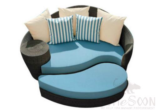 Outdoor Lying Bed-160cm, PE Rattan+ Metal Frame+ Waterproof Cloth+ High Density Sponge, 160*70cm