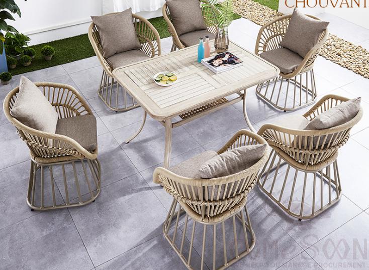 Outdoor Plastic Wood Table and Chair-Chair*6+ Table*1 product image