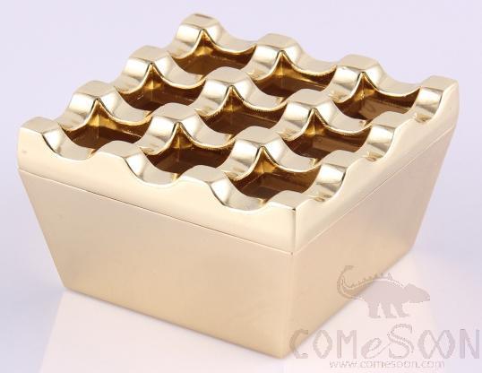 9-Hole Zinc Alloy Ashtray, Bright Gold, L71*W71*H45mm