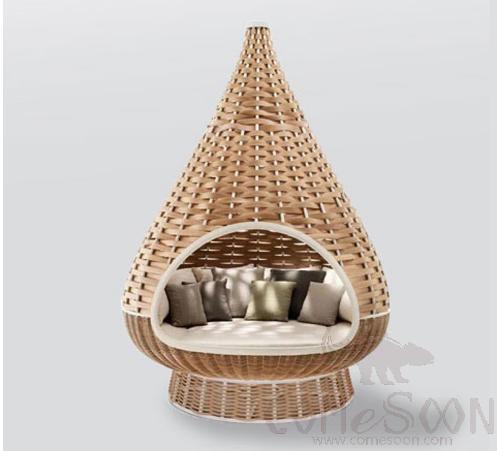 Outdoor Rattan Bed, 1.8mm  Aluminum Alloy Frame, 200*200*270cm