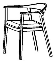 2# Solid Wood Dining Chair with Armrests