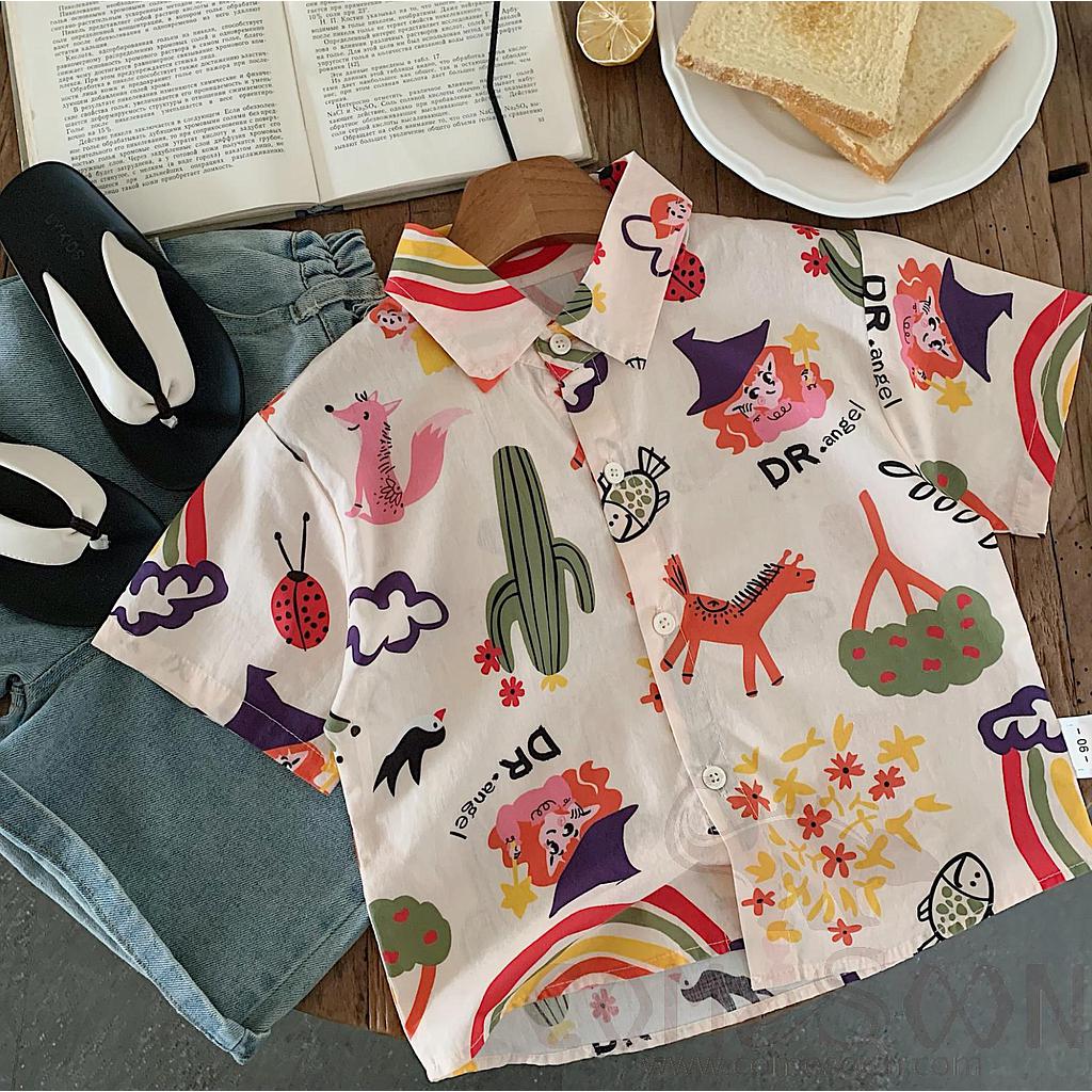 Short-Sleeved Shirt, Colorful, L45*W40cm