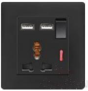 2 Usb and 13a 5pole Multi-Function Socket with Switch+ Indicator Light