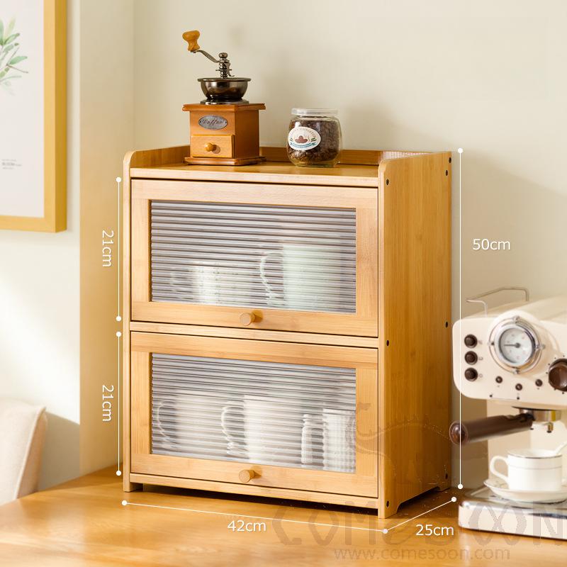 Coffee Mugs/mugs/teacups/wine Glasses/mugs Shelf Storage Cabinet, Bamboo+ Acrylic, 42*25*50cm