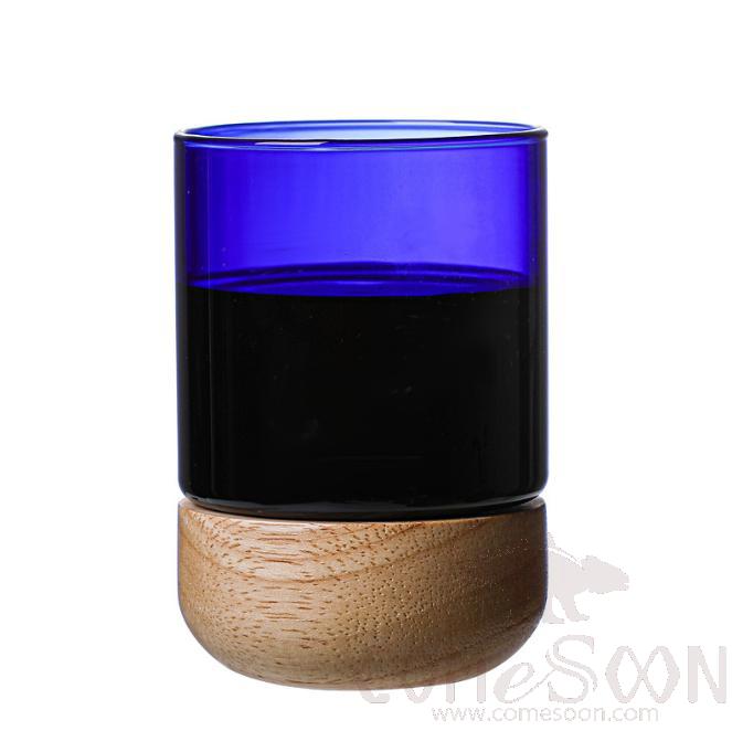 Wood Glass Short Cup Blue 280ML product image