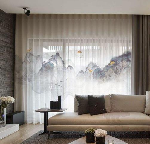 Digital Printing New Chinese Chiffon Window Screen, Polyester