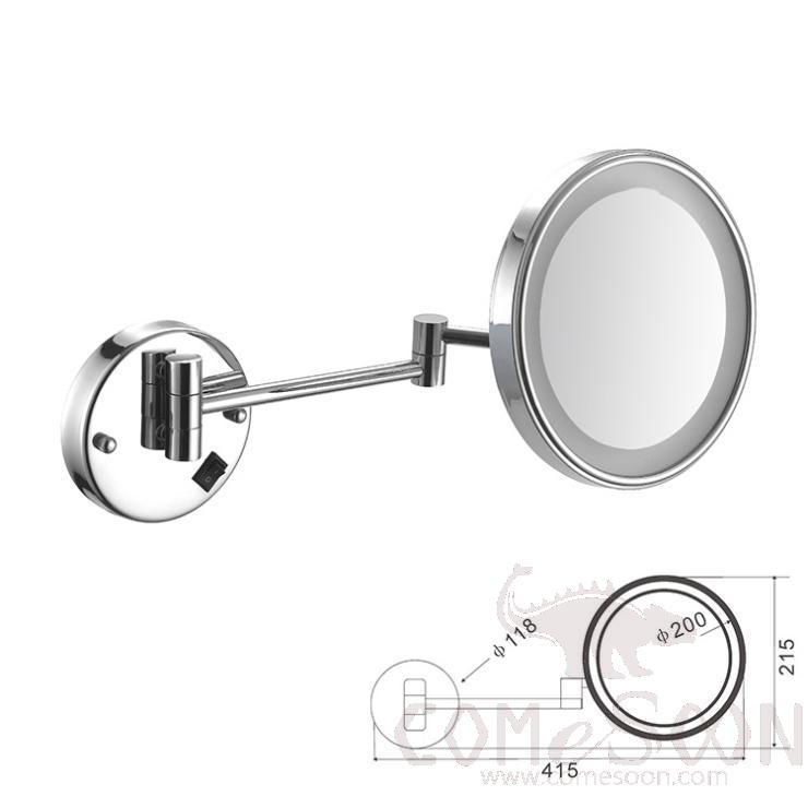 Led Foldable Cosmetic Mirror-Plug / Single-Sided Mirror - Silver - 8 inch (20cm) Single - Copper+ SUS304