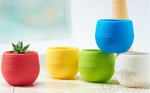 Colorful Flower Pot, Plastic Material, 11.5cm in Diameter, 10cm in Height;