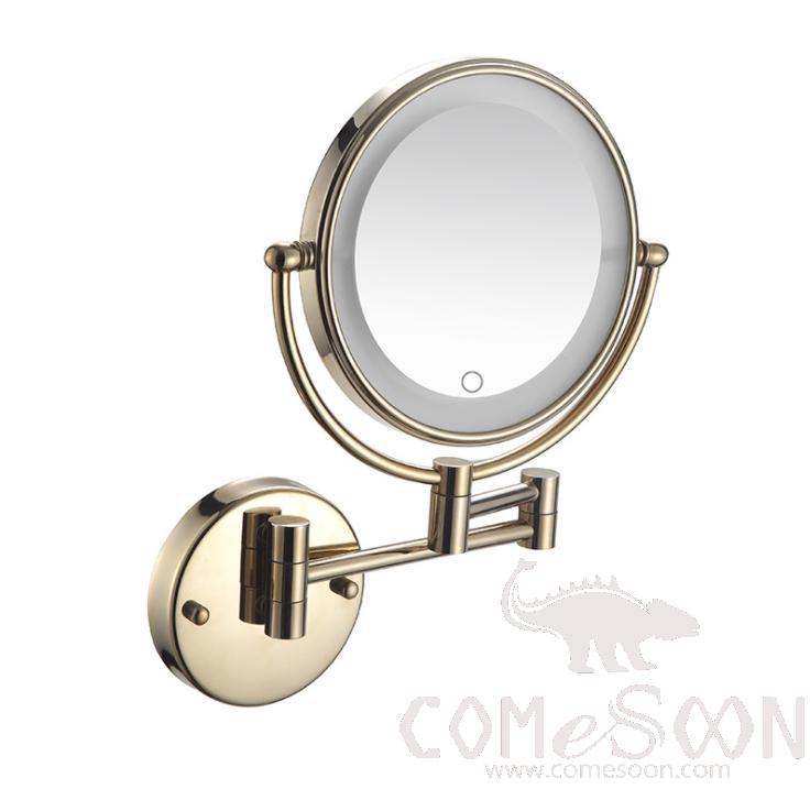 Led Makeup Mirror-Battery Charging / Double-Sided Mirror - Zirconium Gold - 8 inch (20cm) Single - Copper+ SUS304