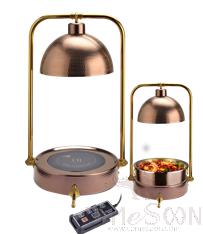 Inlaid Rose Gold Hammer Stamp Induction Cooktop Set Warming Vegetable Boiler Stand, 220v/250w, Φ400xh830mm/lampshade 350mm