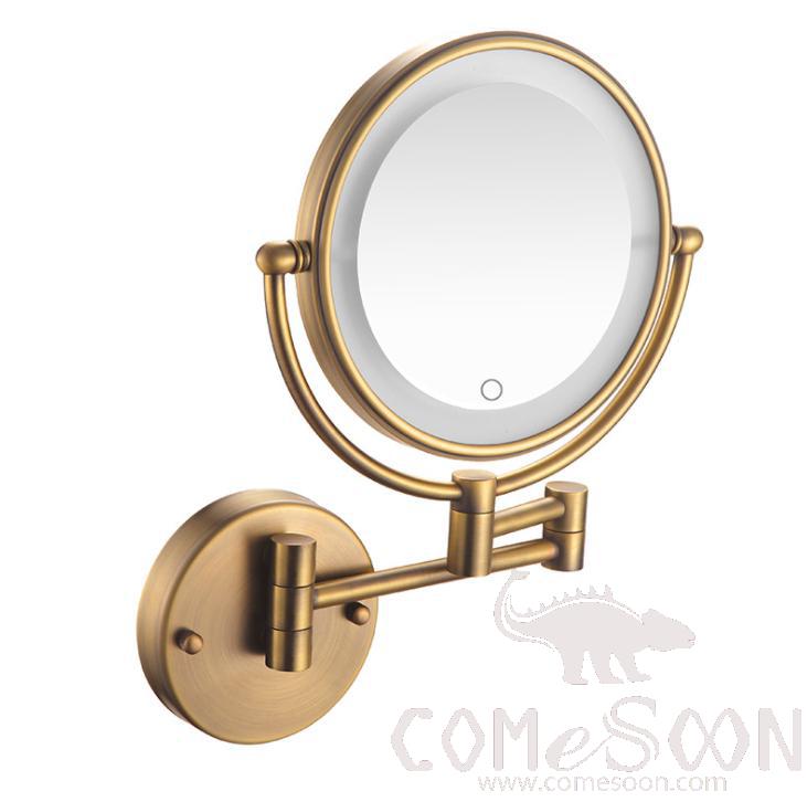 Led Makeup Mirror-Plug / Double-Sided Mirror - Antique - 8 inch (20cm) Single - Copper+ SUS304
