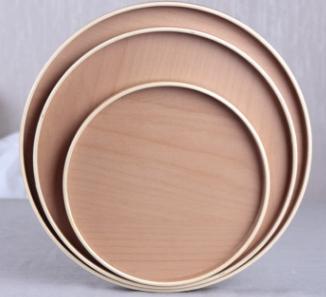Wooden Round Service Tray Beech 30cm