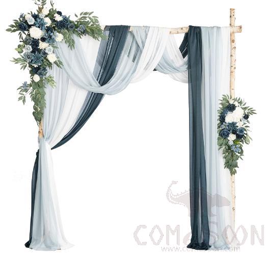 Wedding Arch Floral Set of 5, White+ Navy Blue