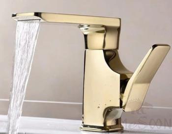 Quick-open single-hole cold water faucet-gold-brass