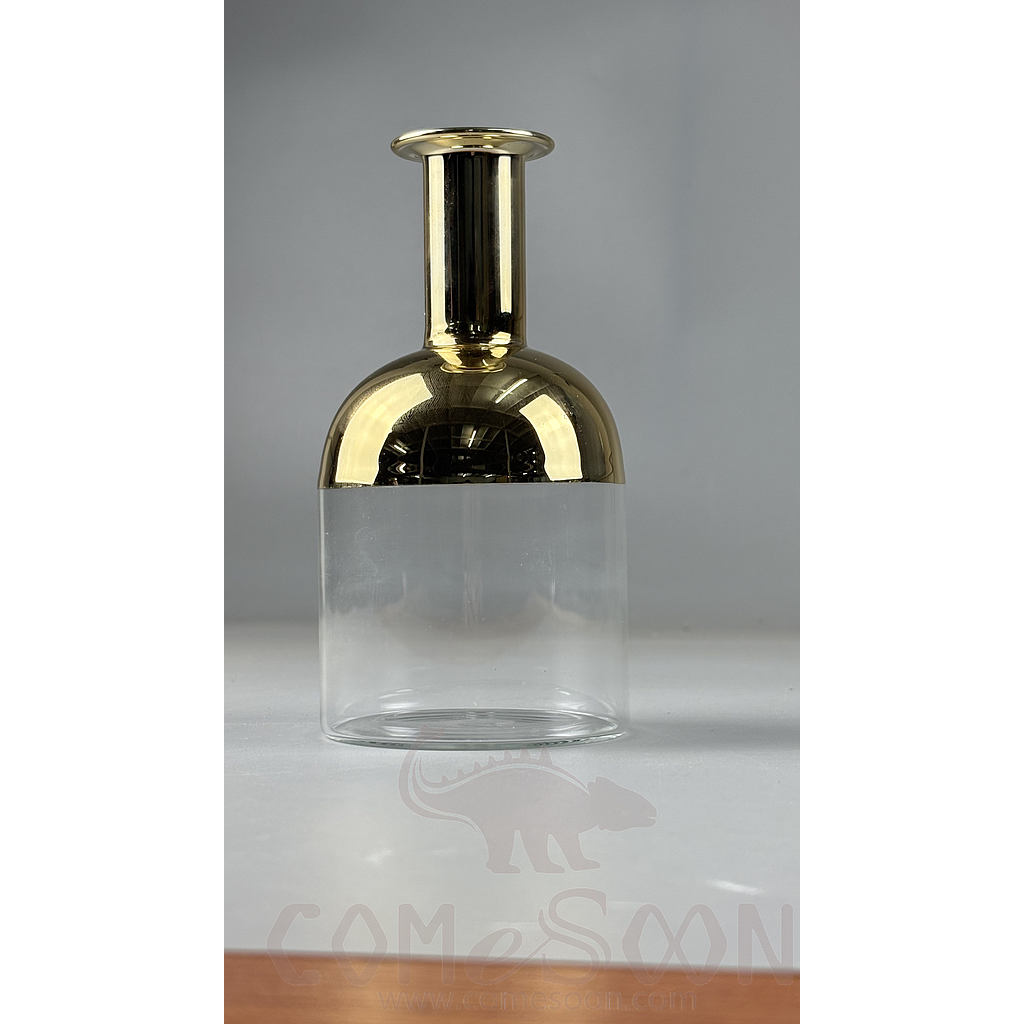 Gradient Electroplated Transparent Glass Vase, Φ9*H17cm, Glass，Gold