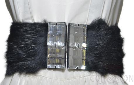 Belt-Elastic Band, Rabbit Hair, Imitation Leather