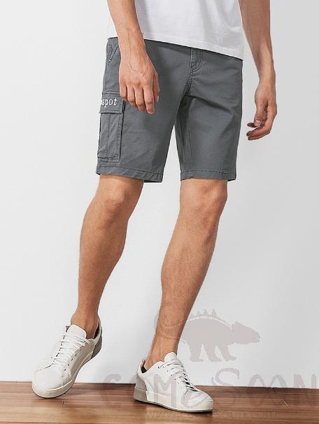 Men's Five-Point Short, Cotton, Grey