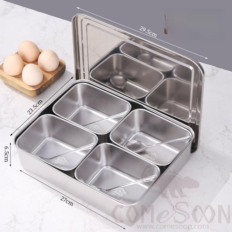 4 Compartment Seasoning Container, Ss, 29.5*23.5*6.5cm