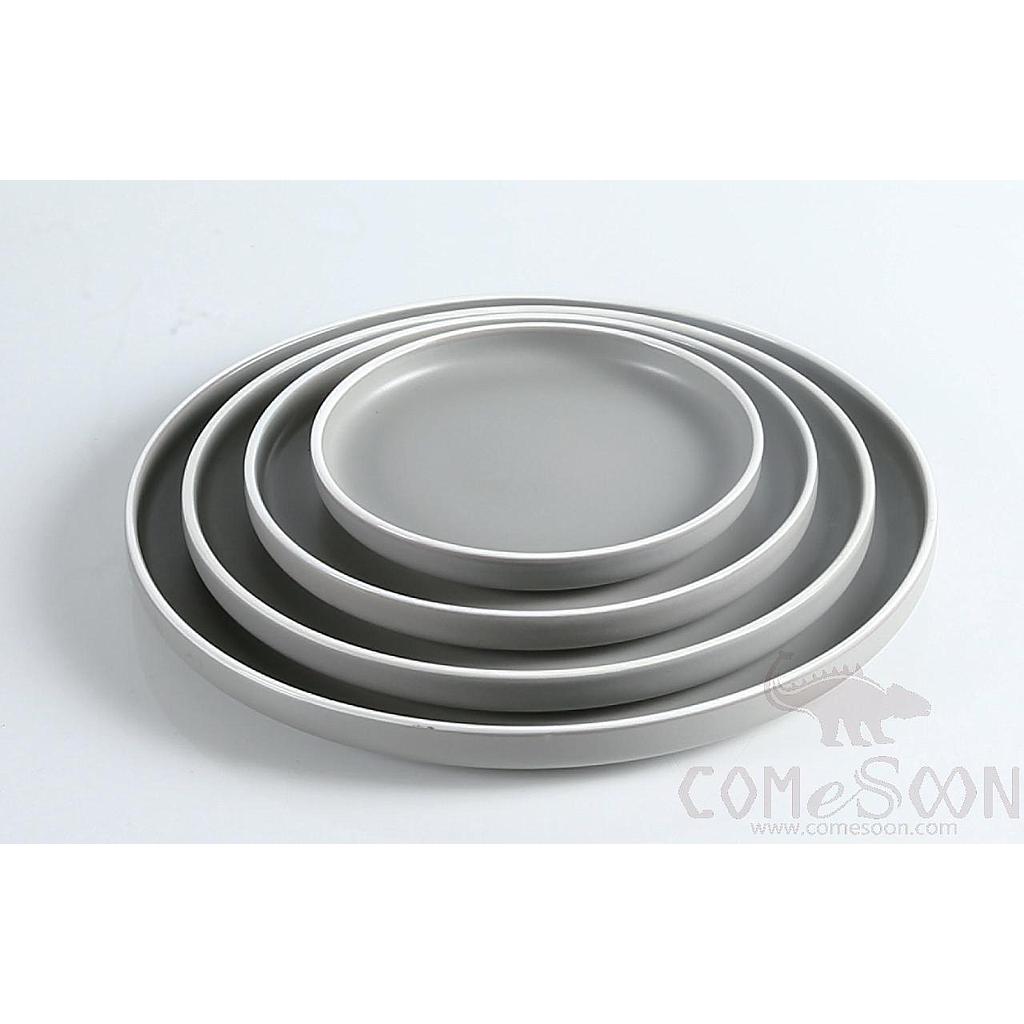 White Grey Series 6.5" Low Edge Round Plate