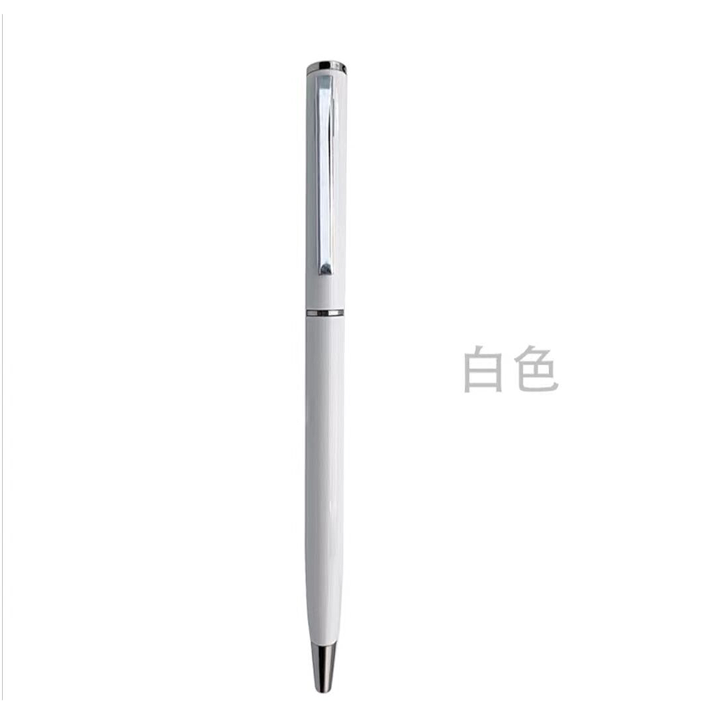 Metal Signature Pen, Rotatable, 12.9* 0.72 cm, Aluminum Rod, White with Logo