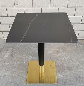 Square Table, Lauren Black Gold+ Stainless Steel Base Two-Color Tube, 60*60*75cm