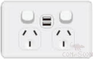 10a Horizontal Double Powerpoints+ 2 Usb(5v/2.1a), 2G 1 Way, 120*78mm