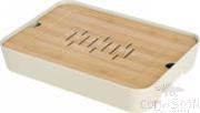 Tea Plate Set: Cover with Decal Paper (Bamboo Pattern), Mud Yellow, Mf, 318*224*50mm