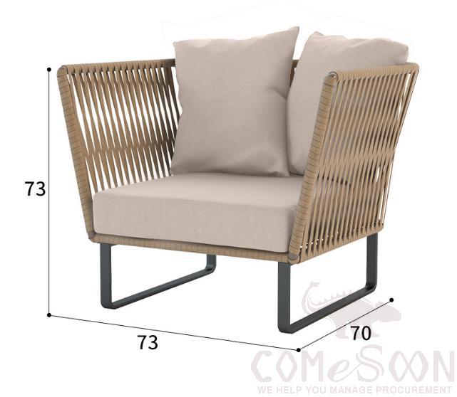 Outdoor Rattan Sofa, High Resilience Sponge, 73*70*73cm product image