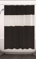 Stitched Shower Curtain-Black, Peeva, 180* 200 cm