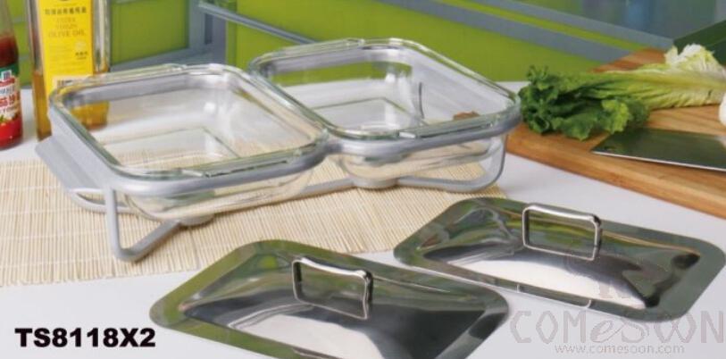 Two-Piece Set of 1 Liter Rectangular Tempered Glass Baking Pan product image