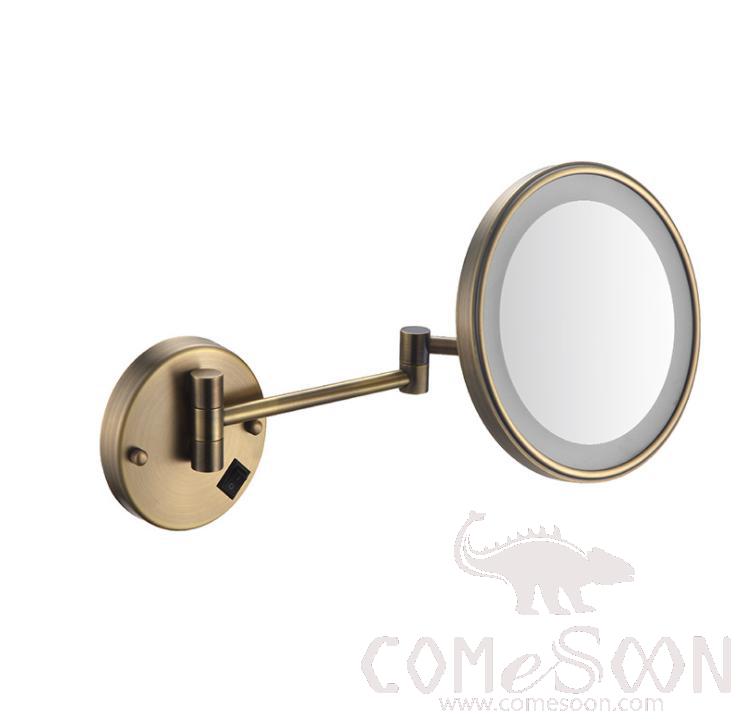 Led Foldable Cosmetic Mirror-Plug / Single-Sided Mirror - Antique - 8 inch (20cm) Single - Copper+ SUS304