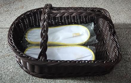 Imitation Rattan Handle Shoe Basket, 3.0 Round Rattan, 40*32*10cm