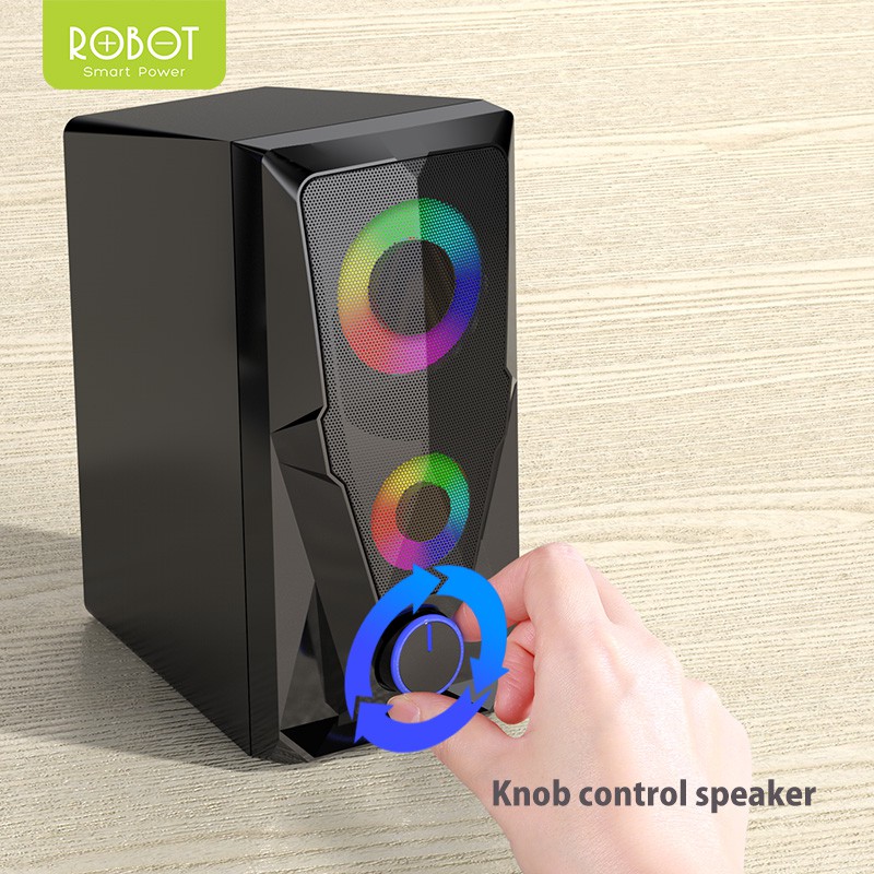 Speaker ROBOT RS200 Laptop/PC/ Gaming Soundbar Super Bass Portable RGB Lighting - Garansi 1 Tahun