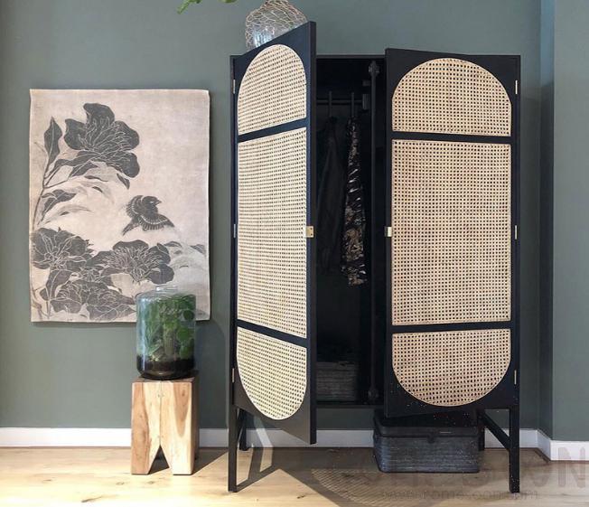 Bamboo Rattan Solid Wood Wardrobe-125*50*200cm