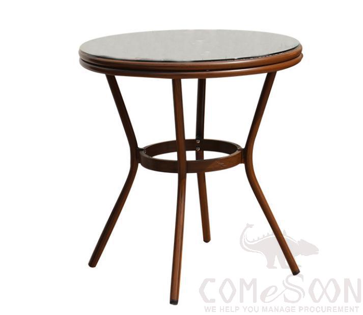 Outdoor Table-Φ70cm, Aluminum Alloy+ Glass+ Rattan Mesh, Φ70*72cm