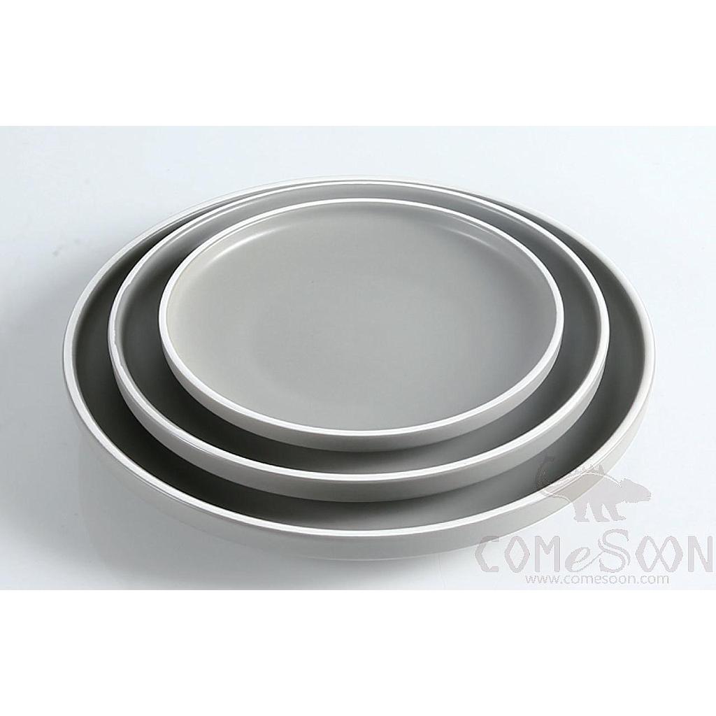 White Grey Series 7.5" Standing Edge Shallow Plate